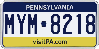 PA license plate MYM8218