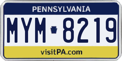 PA license plate MYM8219