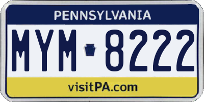 PA license plate MYM8222