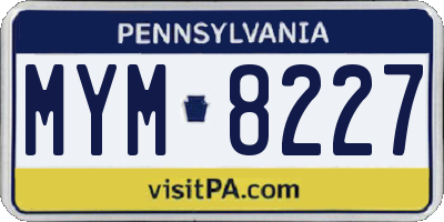 PA license plate MYM8227