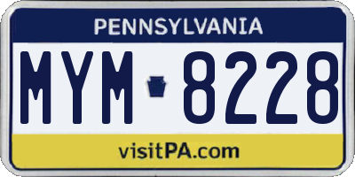 PA license plate MYM8228
