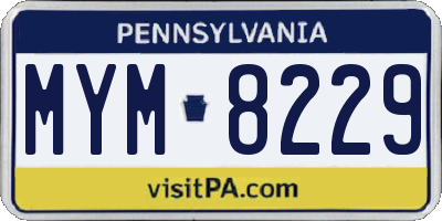PA license plate MYM8229