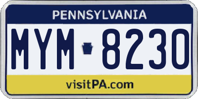 PA license plate MYM8230