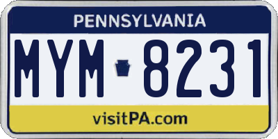 PA license plate MYM8231