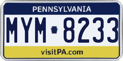 PA license plate MYM8233