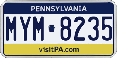 PA license plate MYM8235