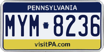 PA license plate MYM8236