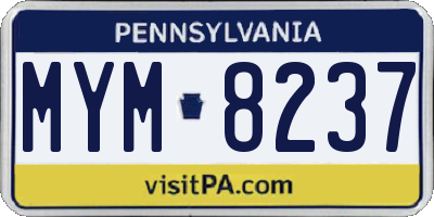 PA license plate MYM8237