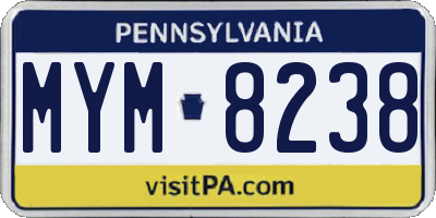 PA license plate MYM8238