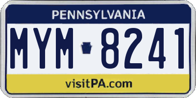 PA license plate MYM8241