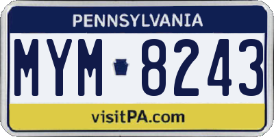 PA license plate MYM8243