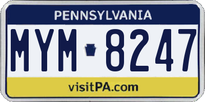 PA license plate MYM8247