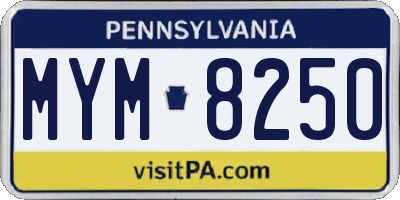 PA license plate MYM8250