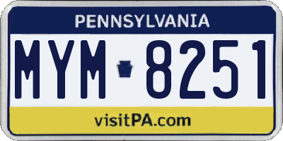 PA license plate MYM8251