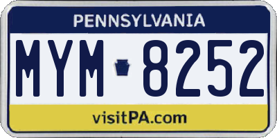 PA license plate MYM8252