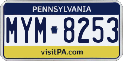 PA license plate MYM8253