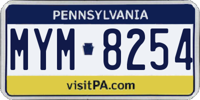 PA license plate MYM8254