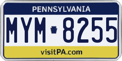 PA license plate MYM8255