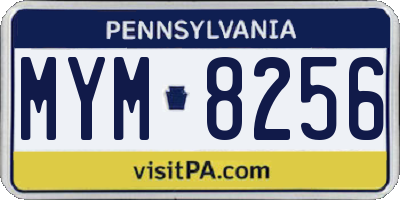 PA license plate MYM8256