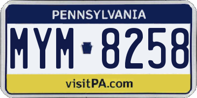 PA license plate MYM8258