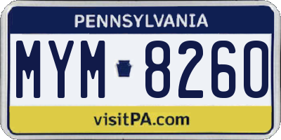 PA license plate MYM8260