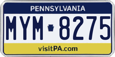 PA license plate MYM8275