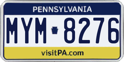 PA license plate MYM8276
