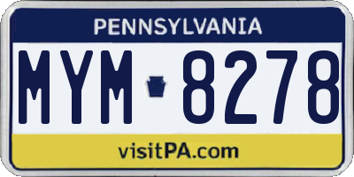 PA license plate MYM8278