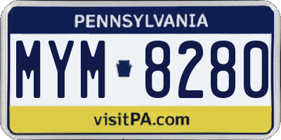 PA license plate MYM8280