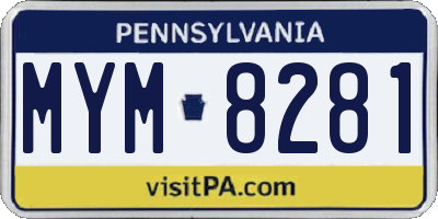 PA license plate MYM8281