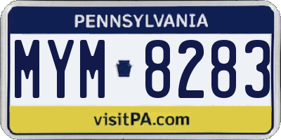 PA license plate MYM8283