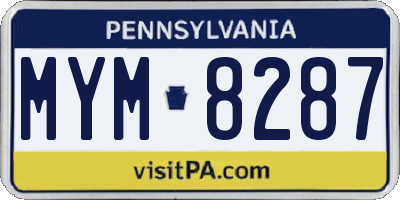 PA license plate MYM8287