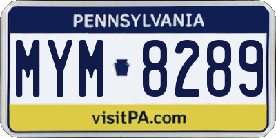PA license plate MYM8289