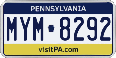 PA license plate MYM8292