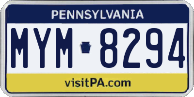 PA license plate MYM8294