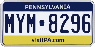 PA license plate MYM8296