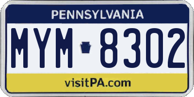 PA license plate MYM8302
