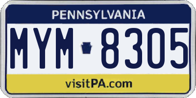 PA license plate MYM8305