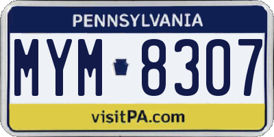 PA license plate MYM8307