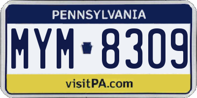 PA license plate MYM8309