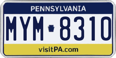 PA license plate MYM8310