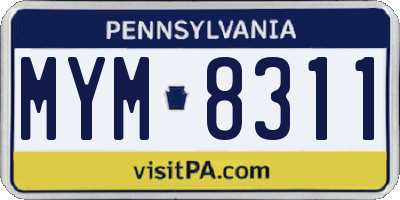 PA license plate MYM8311