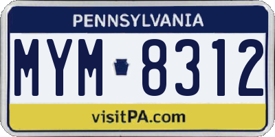 PA license plate MYM8312