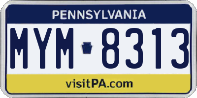 PA license plate MYM8313