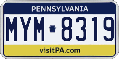 PA license plate MYM8319