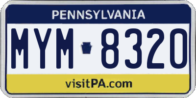 PA license plate MYM8320