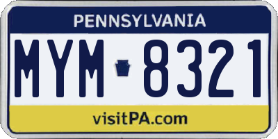 PA license plate MYM8321