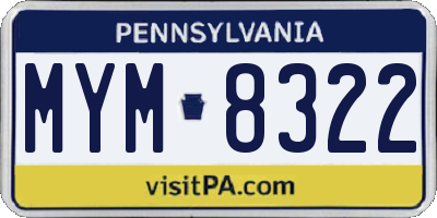PA license plate MYM8322