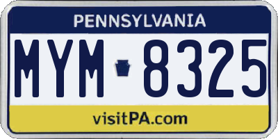 PA license plate MYM8325