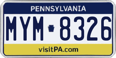 PA license plate MYM8326